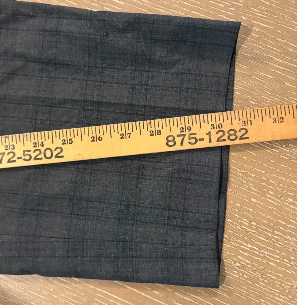 Ralph Lauren Mens Dress Pants 40x30 Gray Plaid Flat Front Career Stretch